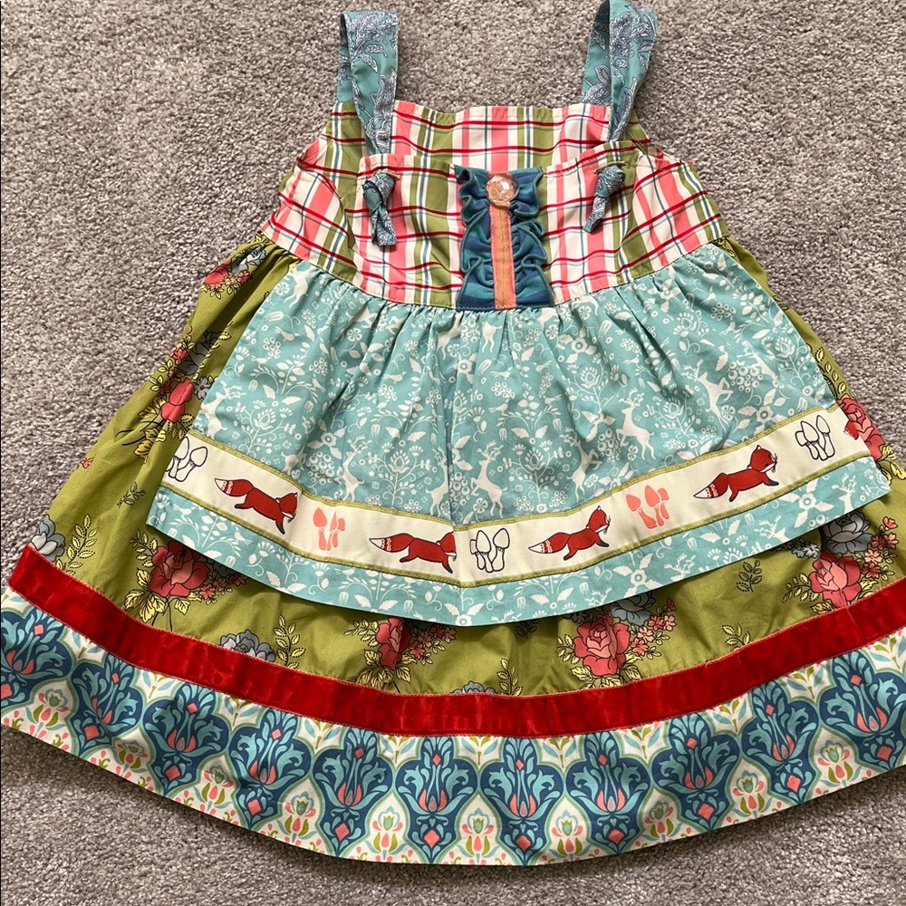 Matilda Jane Secret Fields Good Cheer Holiday Apron Dress Woodland Fox Size 2